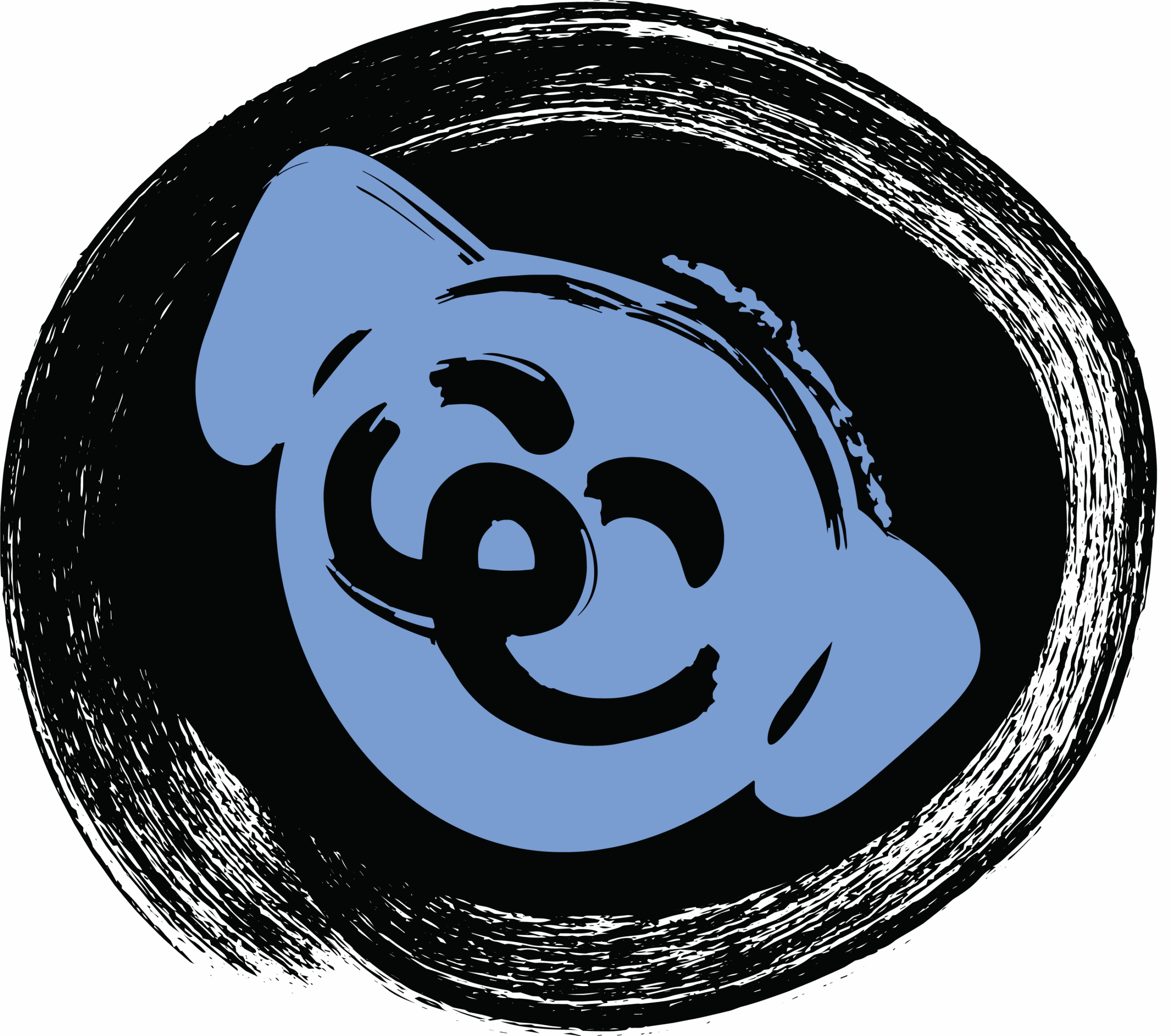Blue cartoon-style dog icon with expressive eyes and floppy ears