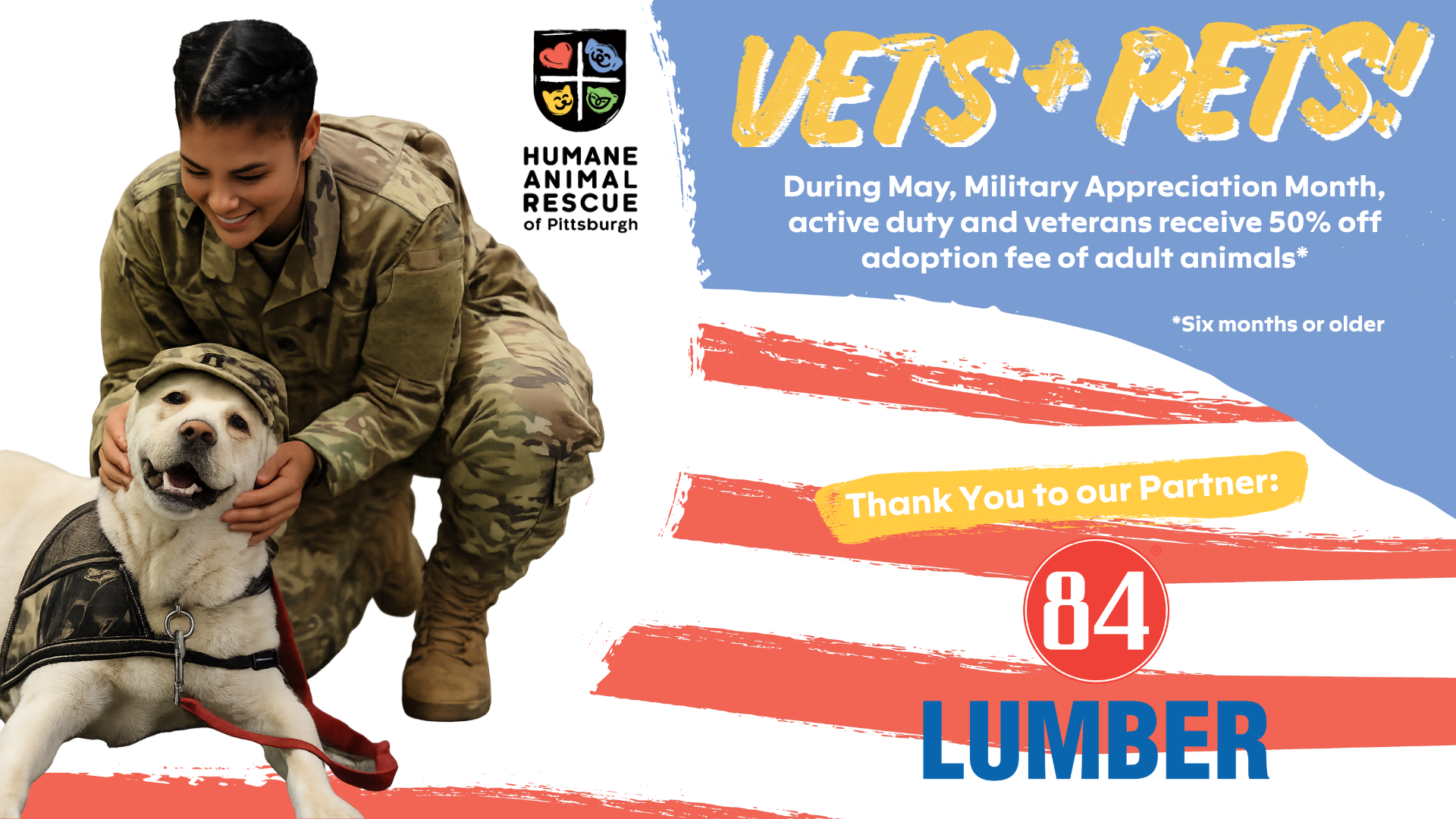 Veteran adopting a dog at Humane Animal Rescue of Pittsburgh during Military Appreciation Month